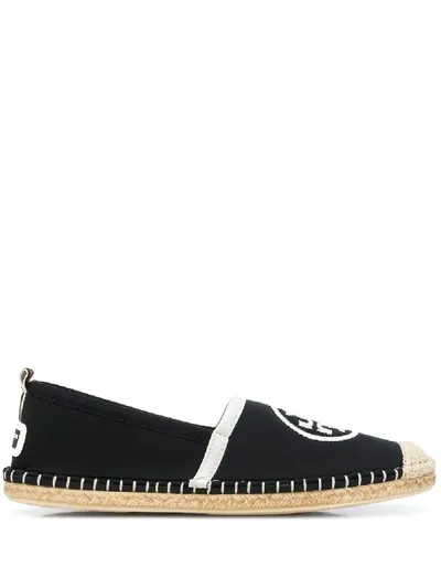 Tory Burch Logo-embroidered Espadrilles In Black