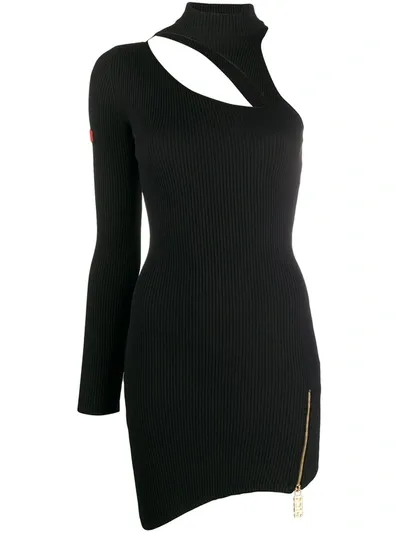 Gcds Asymmetrical Fitted Mini Dress In Black