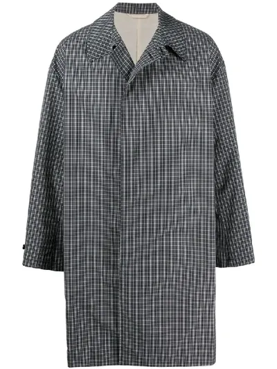 Raf Simons Check Cotton Blend Car Coat In Black