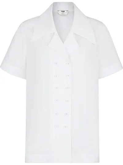 Fendi Maxi Pointed Collar Shirt In White