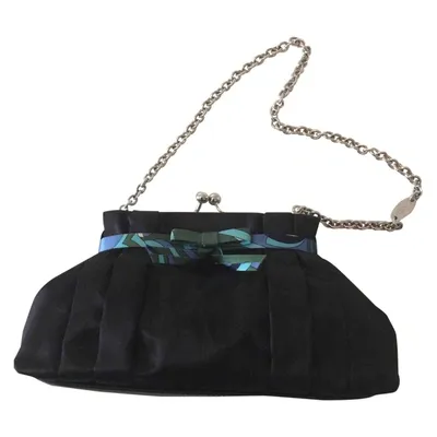 Pre-owned Emilio Pucci Silk Clutch Bag In Black