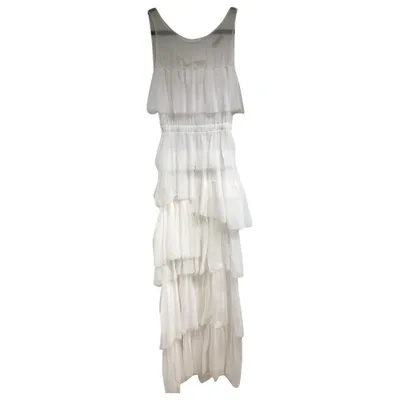 Pre-owned Nina Ricci Silk Maxi Dress In White