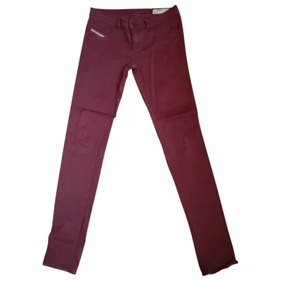 Pre-owned Diesel Slim Jeans In Burgundy