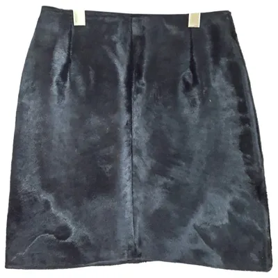 Pre-owned Versace Pony-style Calfskin Mini Skirt In Black