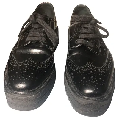 Pre-owned Prada Leather Lace Ups In Black