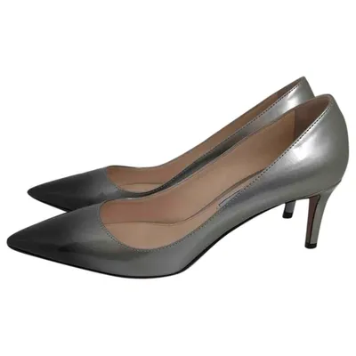 Pre-owned Prada Patent Leather Heels In Silver