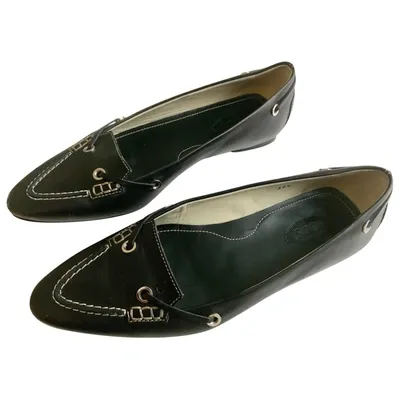 Pre-owned Tod's Leather Ballet Flats In Black