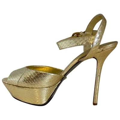 Pre-owned Sergio Rossi Leather Sandals In Gold