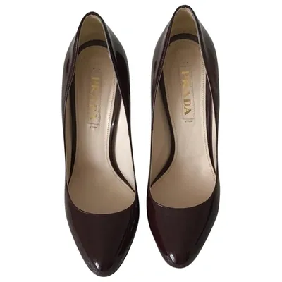 Pre-owned Prada Patent Leather Heels In Burgundy