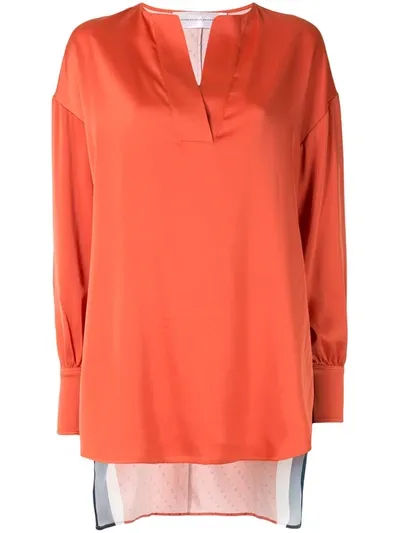 Victoria Victoria Beckham Contrast Panel Blouse In Orange