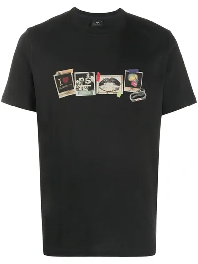 Ps By Paul Smith Polaroid-print Organic Cotton T-shirt In Black