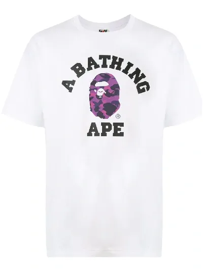 Bape Logo Print T-shirt In White