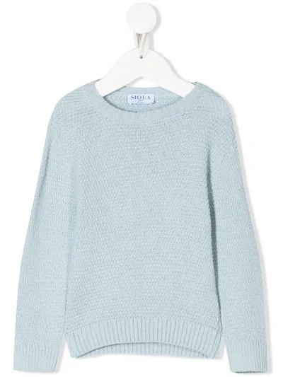 Siola Babies' Crew-neck Knit Jumper In Blue