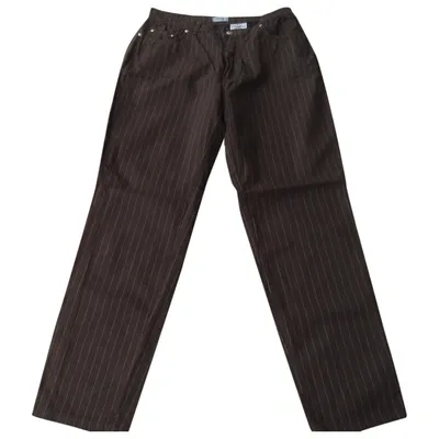 Pre-owned Versace Straight Pants In Brown