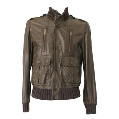 Pre-owned Gucci Leather Jacket In Brown