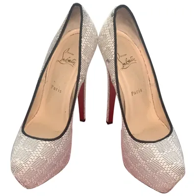 Pre-owned Christian Louboutin Daffodile  Cloth Heels In White