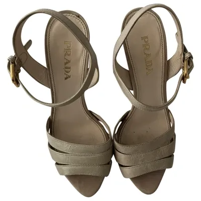 Pre-owned Prada Leather Sandals In Beige