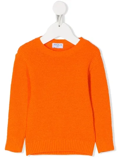 Siola Babies' Knitted Crew-neck Jumper In Orange