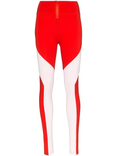 Y-3 Two-tone Y-cut Leggings In Red