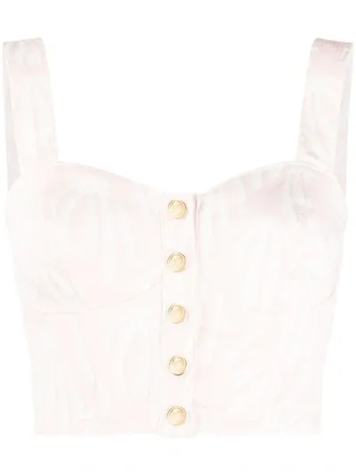 Temperley London Fontana Cropped Denim Bustier Top In Pink