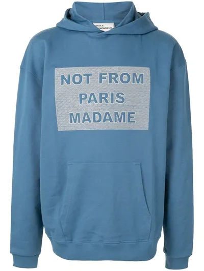 Drôle De Monsieur Slogan Embroidered Hoodie In Blue