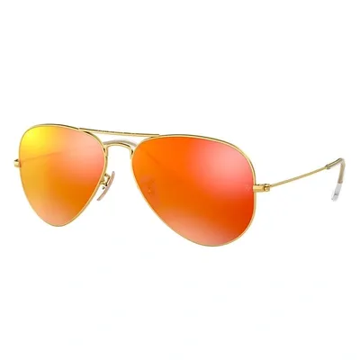 Ray Ban Aviator Flash Lenses Sunglasses Gold Frame Orange Lenses 58-14