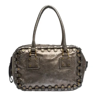 Pre-owned Valentino Garavani Metallic Leather Studded Satchel