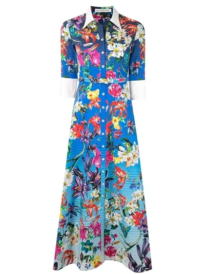 Mary Katrantzou Floral Print Shirt Dress In Blue