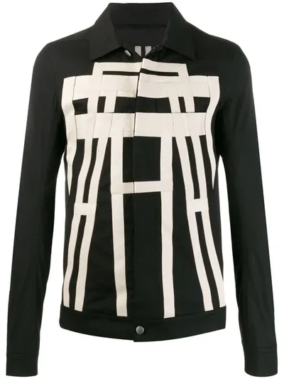 Rick Owens Stripe Embroidered Jacket In Black