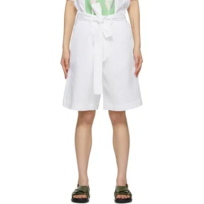 Plan C Long Tie Waist Shorts In 00w03 White