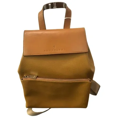 Pre-owned Trussardi Leather Backpack In Camel