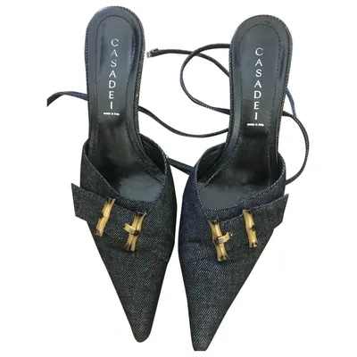 Pre-owned Casadei Cloth Sandals In Black