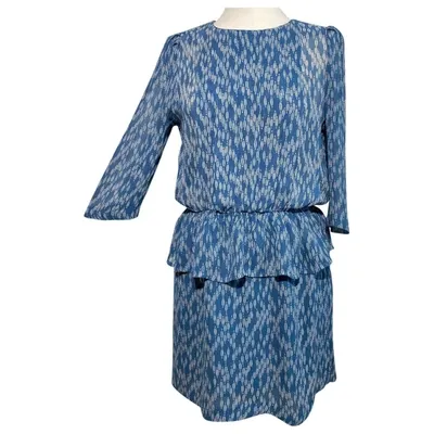 Pre-owned Ganni Mini Dress In Blue