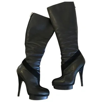 Pre-owned Saint Laurent Leather Boots In Black