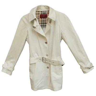 Pre-owned Burberry Trench Coat In White