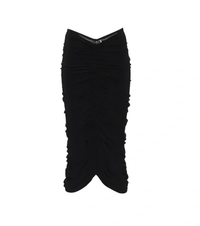 Norma Kamali Ruched Stretch-jersey Pencil Skirt In Black