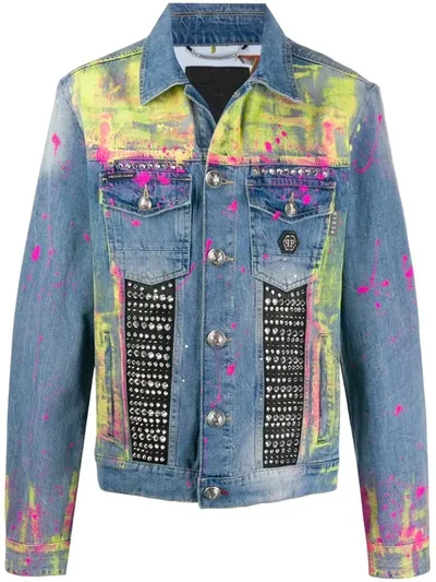 Philipp Plein Gothic Plein Denim Jacket In Blue