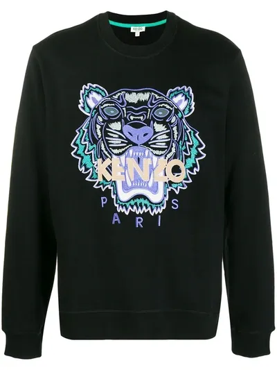 Kenzo Tiger Embroidered Sweatshirt In Black