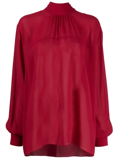 Rochas Oversized Sheer Blouse In Red