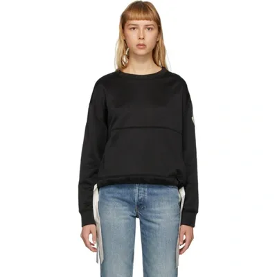 Moncler Black Tie Girocollo Sweatshirt In 999 Black