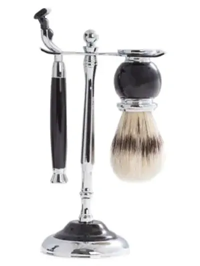 Bey-berk Men's 3-piece Mach3 Razor, Badger Brush & Stand Set In Black