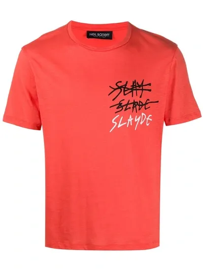 Neil Barrett Slayde Print T-shirt In Orange