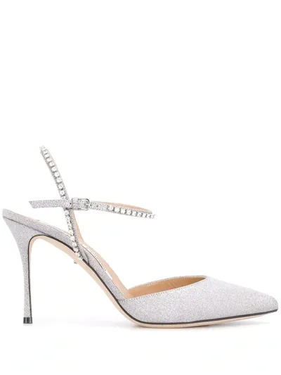 Sergio Rossi Godiva Bridal Glitter Pumps In Silver