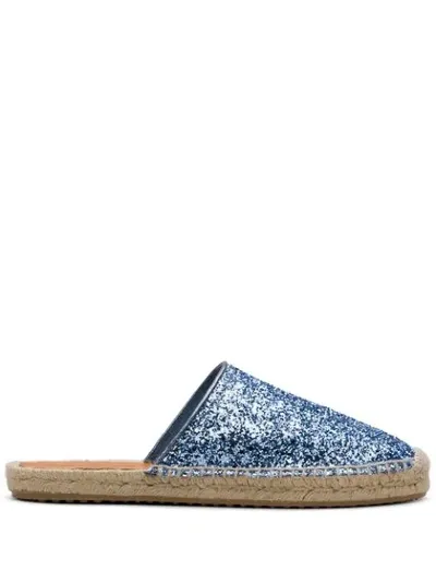 Car Shoe Glitter-effect Espadrille Mules In Blue