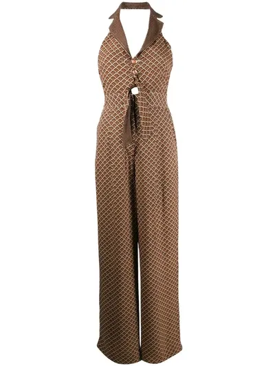 Temperley London Cecilia Geometric-print Jumpsuit In Neutrals