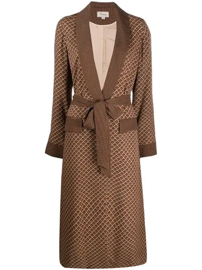 Temperley London Geometric-print Coat In Brown