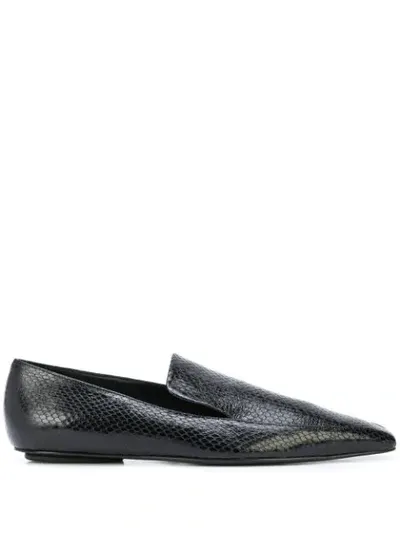 Rosetta Getty Embossed Square-toe Loafers In Black