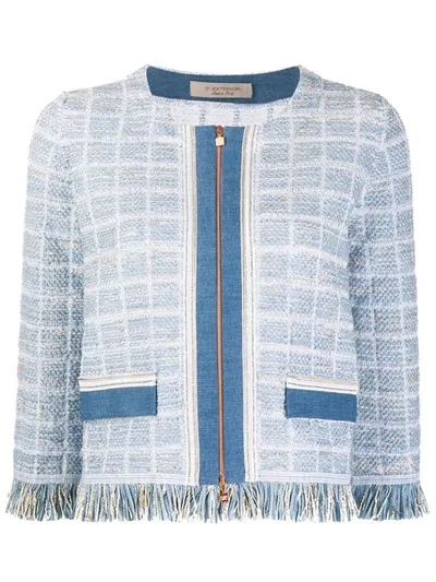 D-exterior Zipped-up Tweed Jacket In Blue