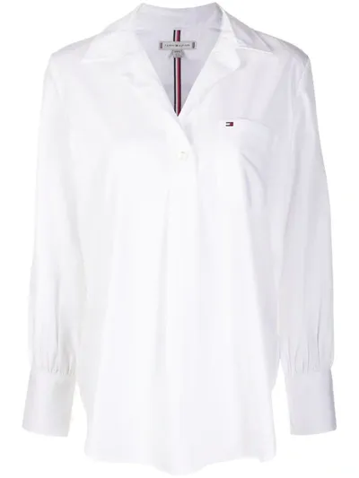 Tommy Hilfiger Signature Tape Back Girlfriend Shirt In White