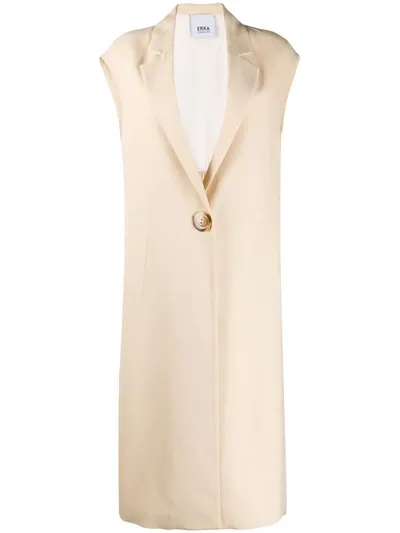 Erika Cavallini Sleeveless Single Breasted Coat In Neutrals